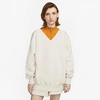 Nike Women's  Sportswear Phoenix Fleece Oversized V-neck Sweatshirt In Light Orewood Brown/sail 