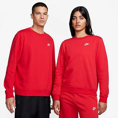 Nike Women's  Sportswear Club Fleece Crew-neck Sweatshirt In University Red/white