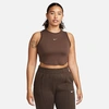 Nike Essential Ribbed Cropped Tank Top In Brown In Baroque Brown/sail 