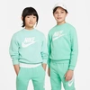 Nike Sportswear Club Fleece Big Kids' Sweatshirt In Emerald Rise/white