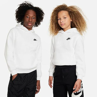 Nike Sportswear Club Fleece Big Kids' Pullover Hoodie In White