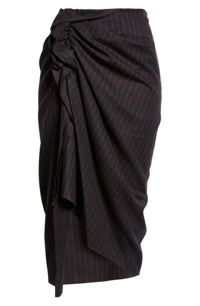 Dries Van Noten Sabrina Draped Midi Skirt In Grey