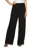 Alex Evenings Silky Chiffon Basic Pant Dress In Black