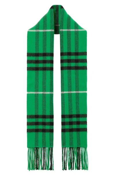 Burberry Giant Check Wool & Cashmere Fringe Scarf In Caterpillar