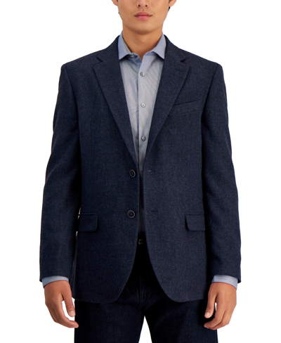 Nautica Men's Modern-fit Solid Herringbone Tweed Sport Coat In Blue