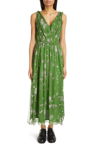 Erdem Floral-print Silk-georgette Gown In Green