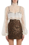 DOLCE & GABBANA BALLOON SLEEVE LACE & GEORGETTE BLOUSE
