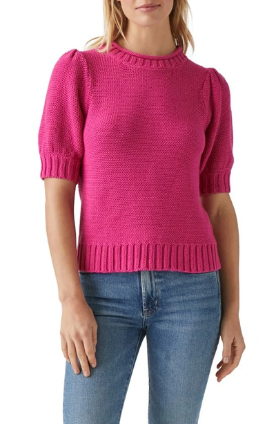 Michael Stars Astrid Puff Sleeve Cotton Blend Sweater In Voltage