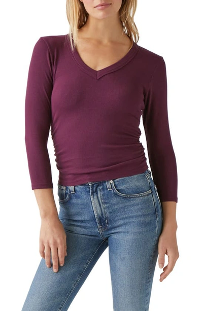Michael Stars Enid Ribbed Crop Tee In Plum