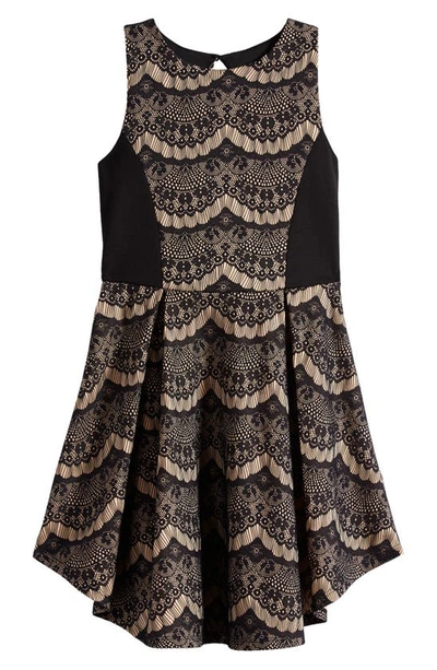 Ava & Yelly Kids' Bonded Lace Party Dress In Black