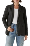 Michael Stars Lottie One-button Linen Blazer In Black