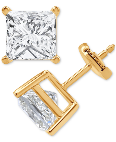 Badgley Mischka Certified Lab Grown Diamond Princess-cut Stud Earrings (6 Ct. T.w.) In 14k Gold In Yellow Gold