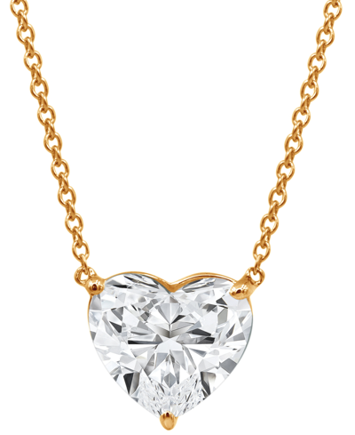 Badgley Mischka Certified Lab Grown Diamond Heart-cut Solitaire 18" Pendant Necklace (3 Ct. T.w.) In 14k Gold In Yellow Gold