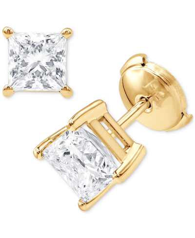Badgley Mischka Certified Lab Grown Diamond Princess Stud Earrings (3 Ct. T.w.) In 14k Gold In Yellow Gold