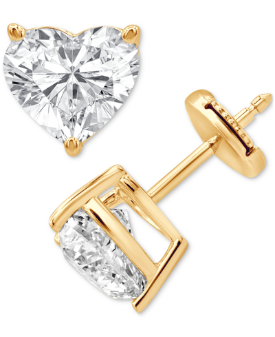 Badgley Mischka Certified Lab Grown Diamond Heart-cut Stud Earrings (4 Ct. T.w.) In 14k Gold In Yellow Gold