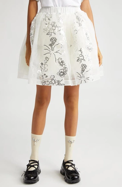 Simone Rocha Elasticated Tutu Mini Skirt In Ivory White Silver