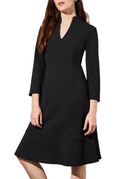 Ming Wang Deco Crepe Cocktail Dress In Black