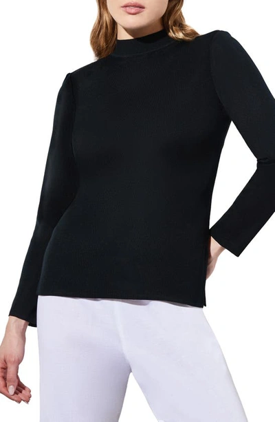 Ming Wang Mock Neck Knit Tunic Top In Black