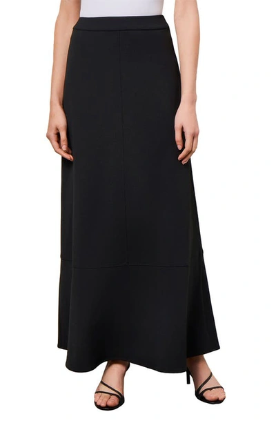 Ming Wang Flare Deco Crêpe De Chine Maxi Skirt In Black