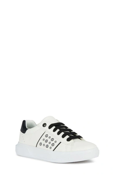 Geox Kids' Nettuno Studded Sneaker In White/ Black