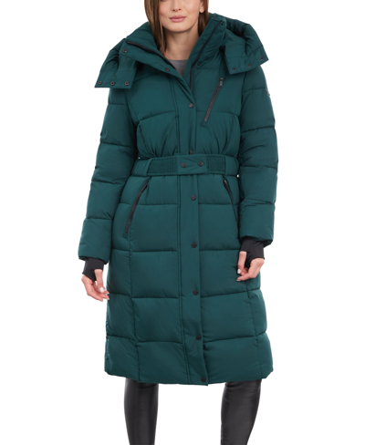 Bcbgeneration Women's Petite Hooded Puffer Coat, Created For Macy's In Emerald
