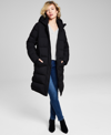 BCBGENERATION WOMEN'S PETITE HOODED PUFFER COAT, CREATED FOR MACY'S