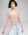 AND NOW THIS WOMEN'S OTTOMAN SQUARE-NECK LONG-SLEEVE TOP