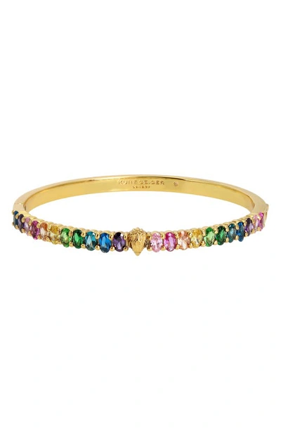 Kurt Geiger Signature Rainbow Stone Bangle Bracelet In Multi/gold