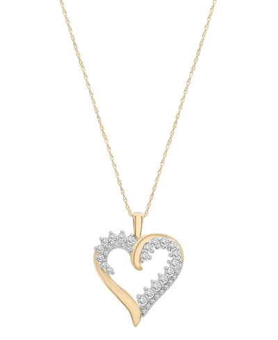 Macy's Diamond Open Heart 18" Pendant Necklace (1/2 Ct. T.w.) In 10k Gold, Created For  In Yellow Gold