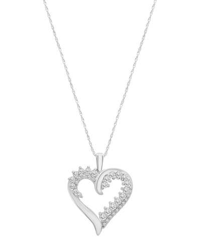 Macy's Diamond Open Heart 18" Pendant Necklace (1/2 Ct. T.w.) , Created For  In White Gold