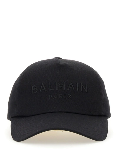 Balmain Logo Embroidered Baseball Cap In Nero