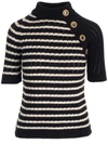 Balmain Striped Cashmere-blend Top In Multicolor