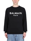 Balmain Flocked Logo-print Sweatshirt In Nero