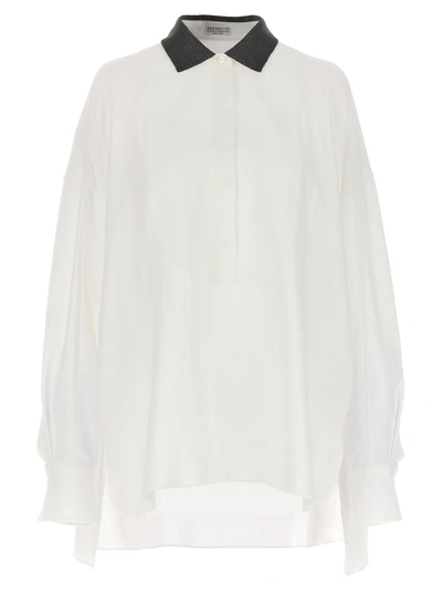 Brunello Cucinelli Long Sleeved Monile Shirt In White