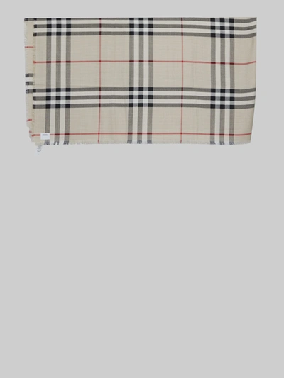 Burberry Check Motif Scarf In Beige