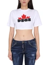 Dsquared2 Dsq2- Print Cropped T-shirt In Bianco