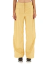Stella Mccartney Wide Leg Pants In Vegan Leather In Giallo