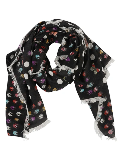 Versace Polka-dot Print Scarf In Black/multicolor