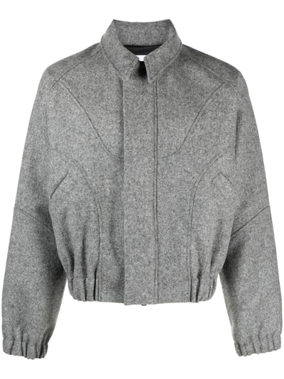 Sage Nation Grey Ji Ji Wool Bomber Jacket