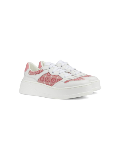 Gucci White Double G Leather Platform Trainers