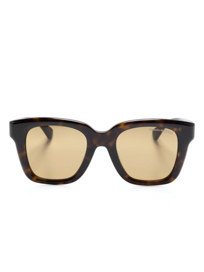 Alexander Mcqueen Tortoiseshell-effect Square-frame Sunglasses In Multi