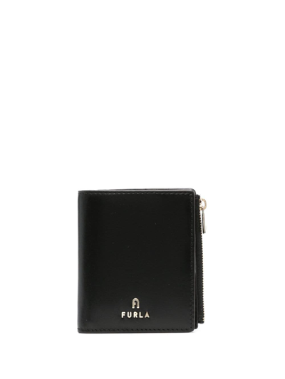 Furla Small Camelia Zipped Leather Wallet In Black