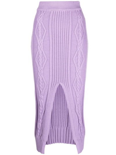 Patrizia Pepe High-waisted Knitted Skirt In Purple