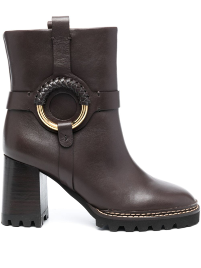 See By Chloé Hanna 80mm Platform Ankle Boots In Brown
