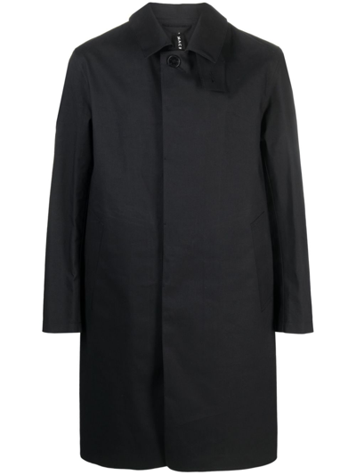 Mackintosh Tartan Oxford Bonded Cotton 3/4 Coat In Black