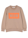 Msgm Logo-print Cotton Sweatshirt In Neutrals
