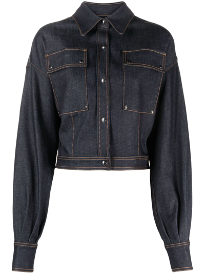 Tom Ford Contrast-stitch Denim Jacket In Blue