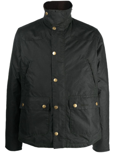 Barbour Reelin Wax Jacket In Blue