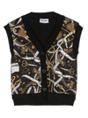 MOSCHINO GRAPHIC-PRINT SLEEVELESS WOOL CARDIGAN