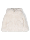 Monnalisa Fleece-texture Hooded Coat In White
